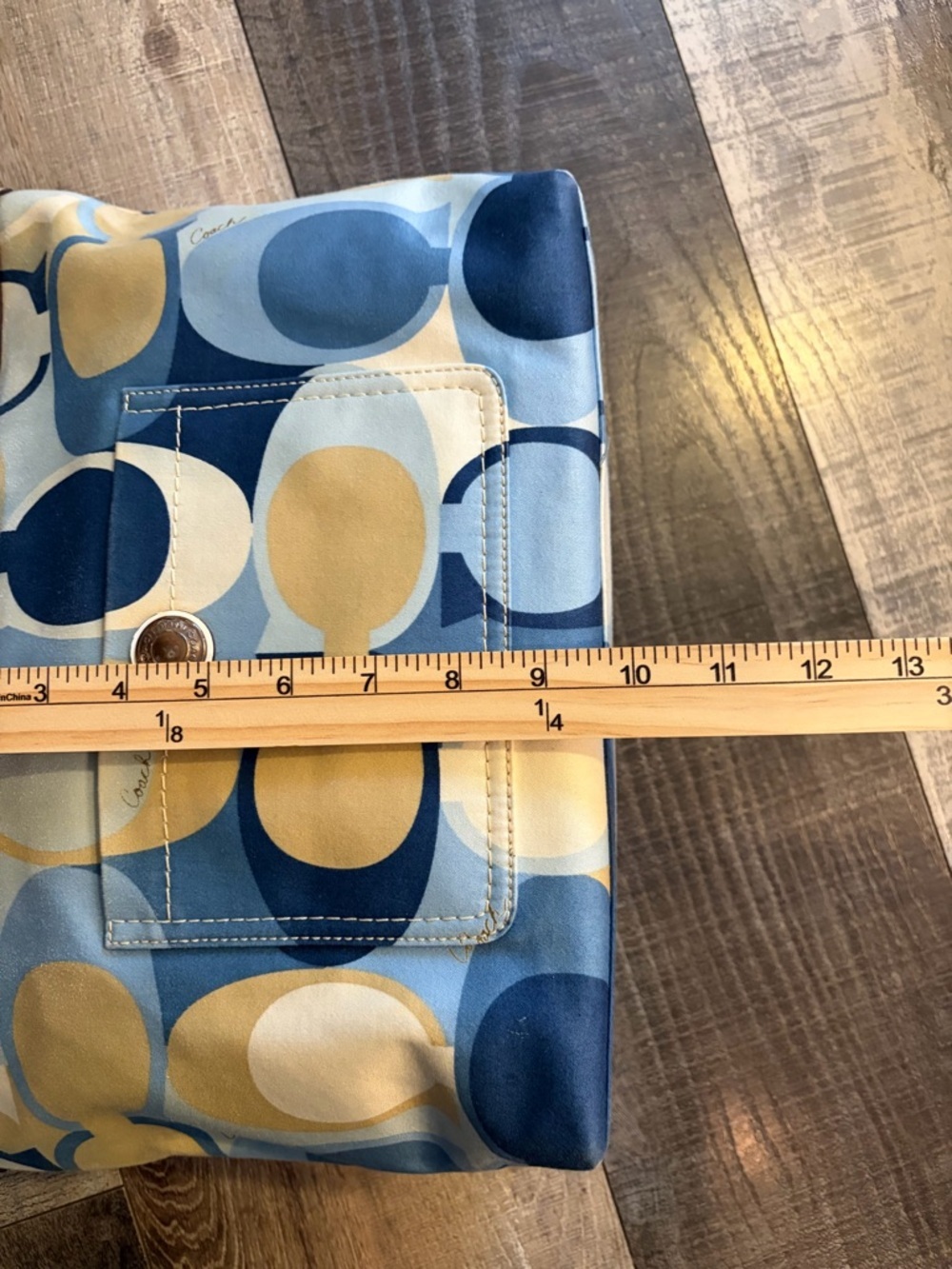 Coach Legacy Scarf Print Satin Signature C Tote 2007 Blue Gold *hangtag added* - Picture 13 of 16